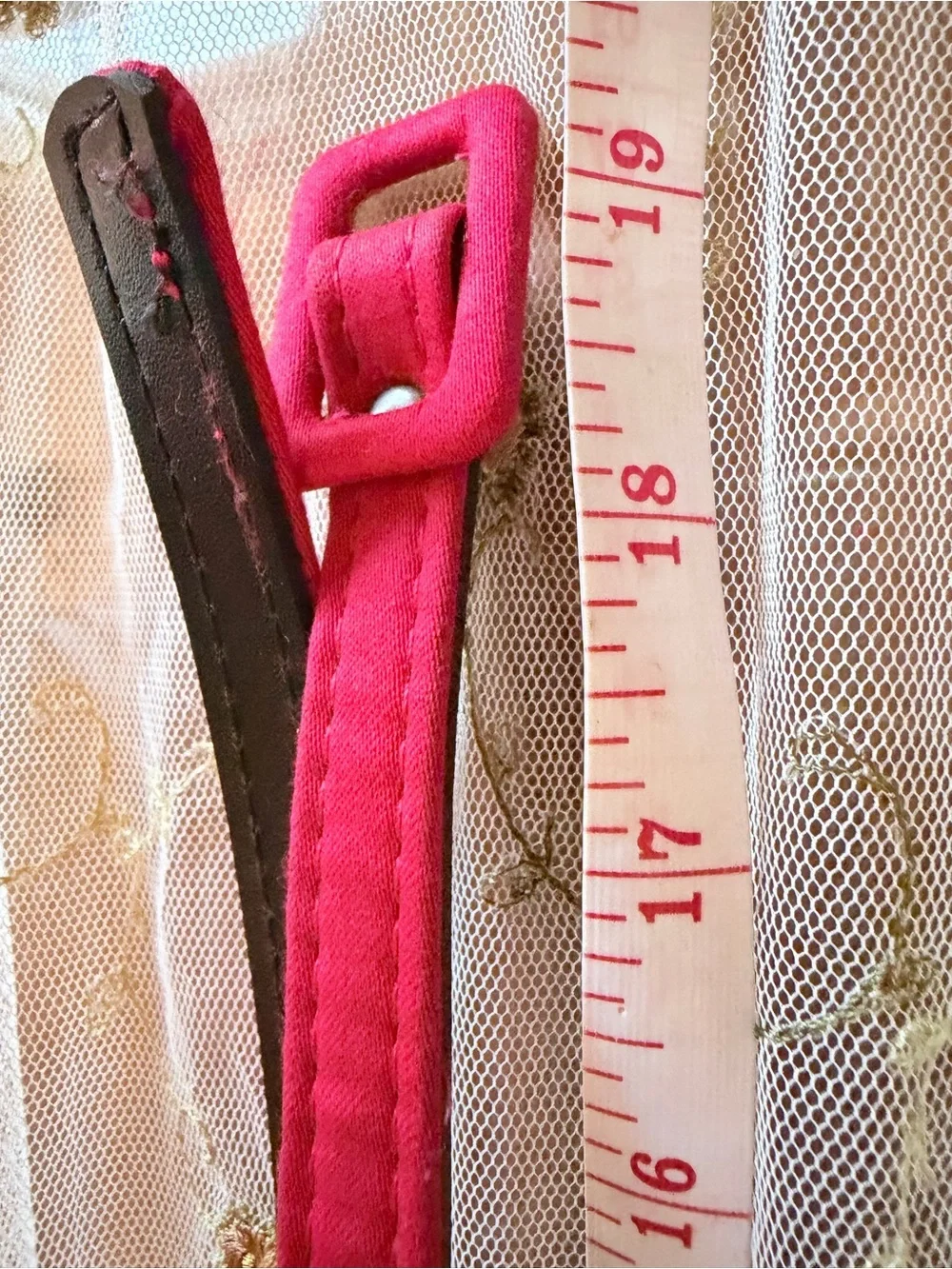 Bright red Suede Belt with Covered Buckle